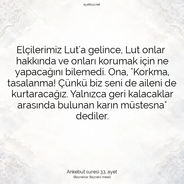 Ayetbul | Kuran Mealleri | Quran | Ankebut suresi 33. ayet