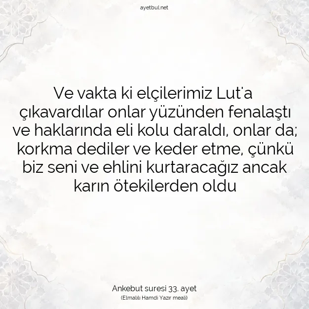 Ayetbul | Kuran Mealleri | Quran | Ankebut suresi 33. ayet