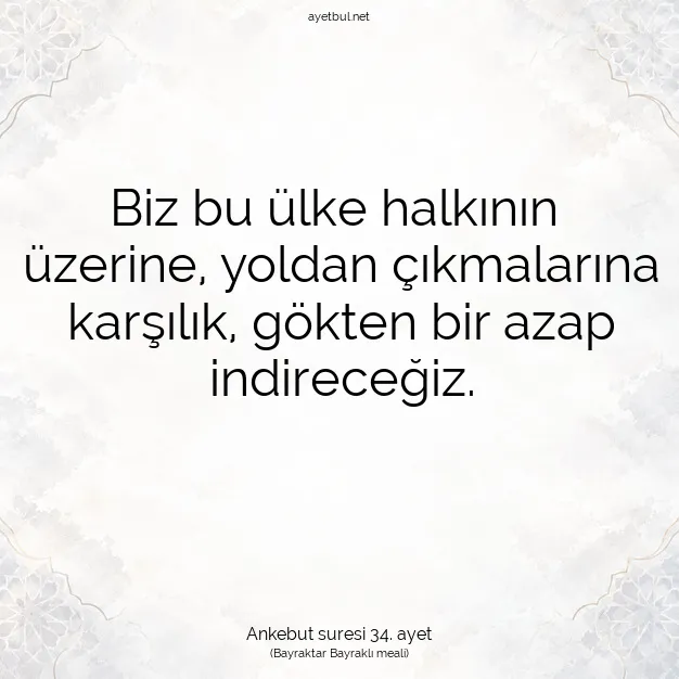 Ayetbul | Kuran Mealleri | Quran | Ankebut suresi 34. ayet