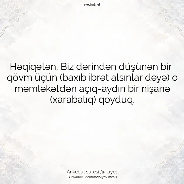Ayetbul | Kuran Mealleri | Quran | Ankebut suresi 35. ayet