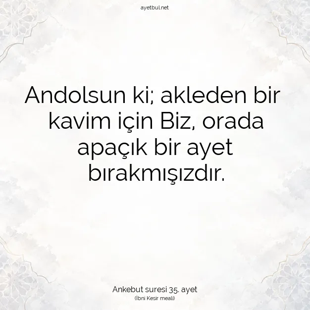 Ayetbul | Kuran Mealleri | Quran | Ankebut suresi 35. ayet