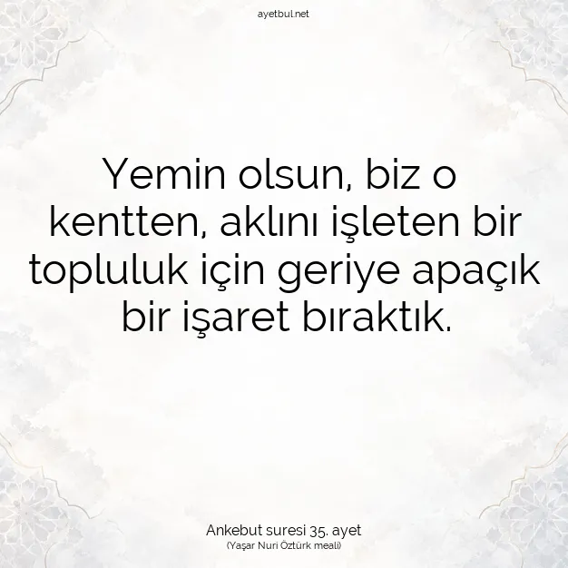 Ayetbul | Kuran Mealleri | Quran | Ankebut suresi 35. ayet