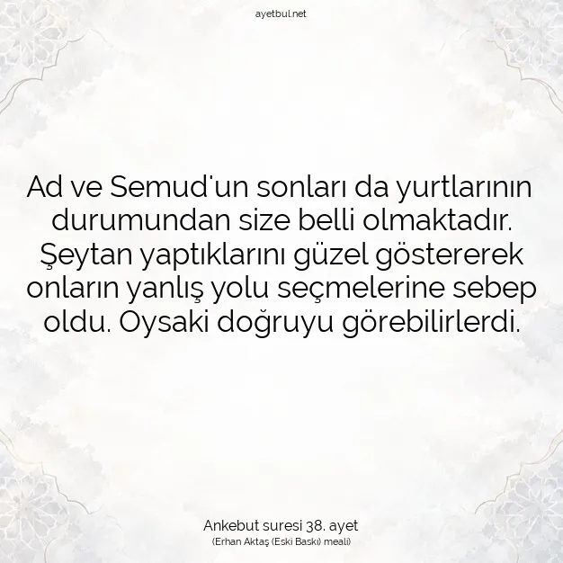 Ayetbul | Kuran Mealleri | Quran | Ankebut suresi 38. ayet
