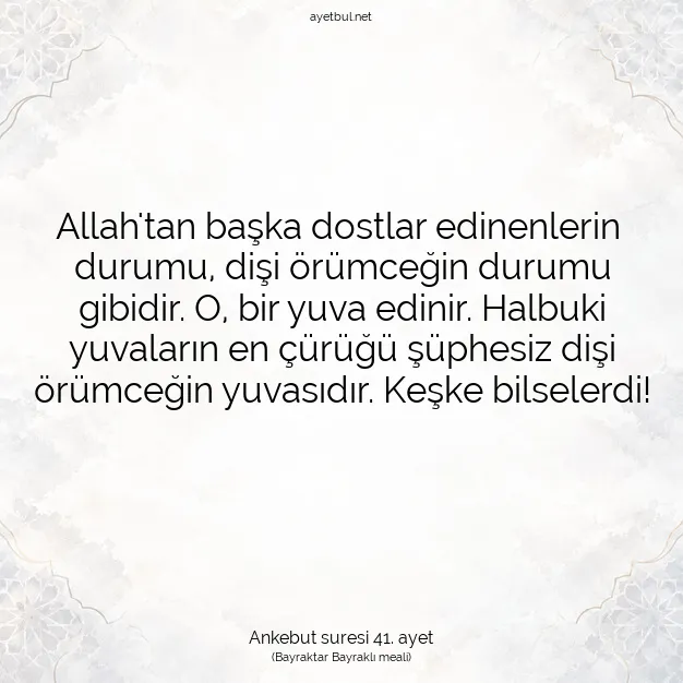 Ayetbul | Kuran Mealleri | Quran | Ankebut suresi 41. ayet