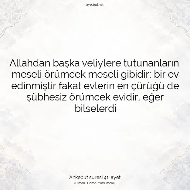 Ayetbul | Kuran Mealleri | Quran | Ankebut suresi 41. ayet