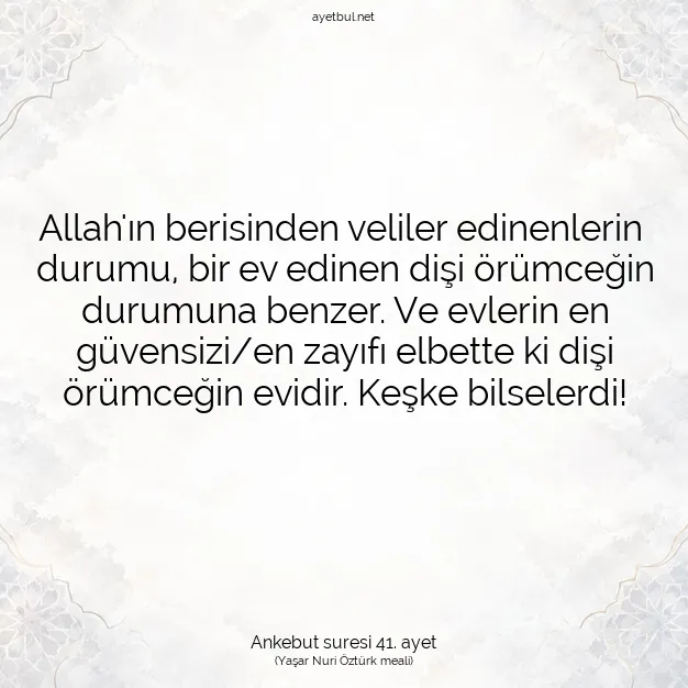 Ayetbul | Kuran Mealleri | Quran | Ankebut suresi 41. ayet