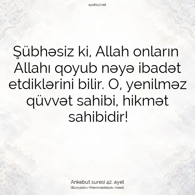 Ayetbul | Kuran Mealleri | Quran | Ankebut suresi 42. ayet