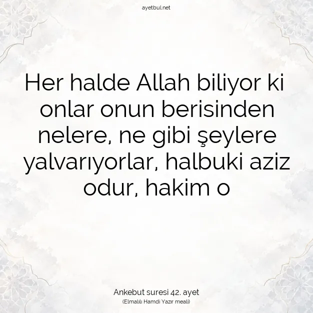 Ayetbul | Kuran Mealleri | Quran | Ankebut suresi 42. ayet