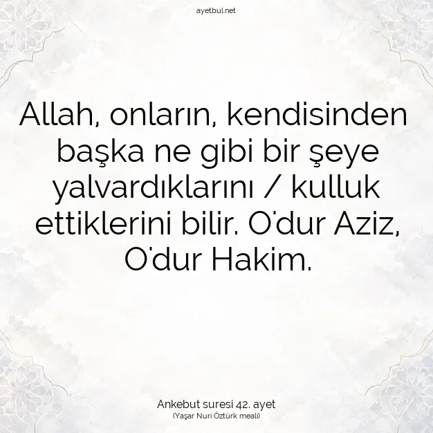 Ayetbul | Kuran Mealleri | Quran | Ankebut suresi 42. ayet