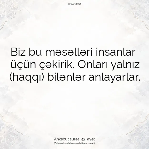 Ayetbul | Kuran Mealleri | Quran | Ankebut suresi 43. ayet