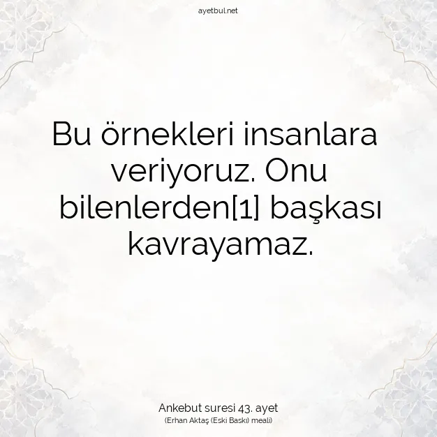 Ayetbul | Kuran Mealleri | Quran | Ankebut suresi 43. ayet
