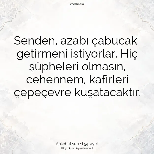 Ayetbul | Kuran Mealleri | Quran | Ankebut suresi 54. ayet