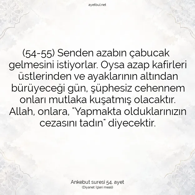 Ayetbul | Kuran Mealleri | Quran | Ankebut suresi 54. ayet