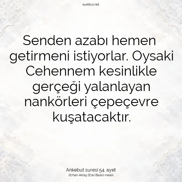 Ayetbul | Kuran Mealleri | Quran | Ankebut suresi 54. ayet