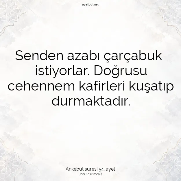Ayetbul | Kuran Mealleri | Quran | Ankebut suresi 54. ayet