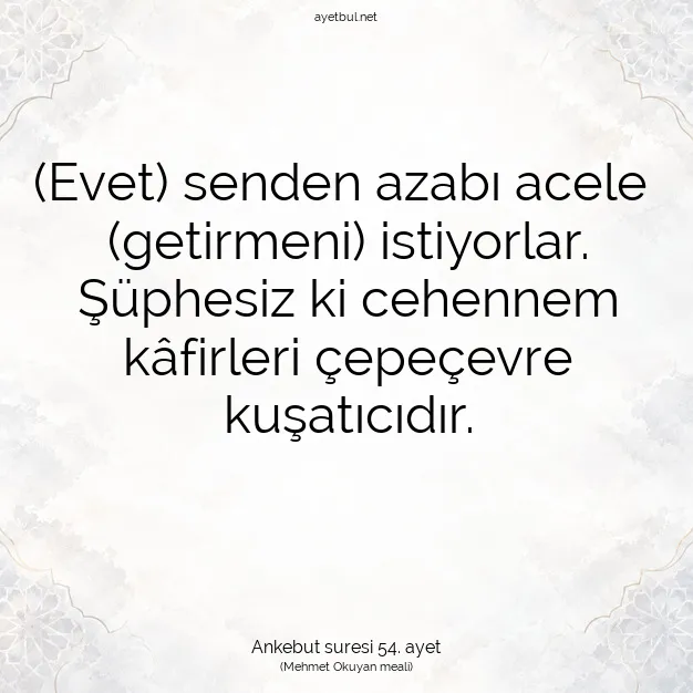 Ayetbul | Kuran Mealleri | Quran | Ankebut suresi 54. ayet