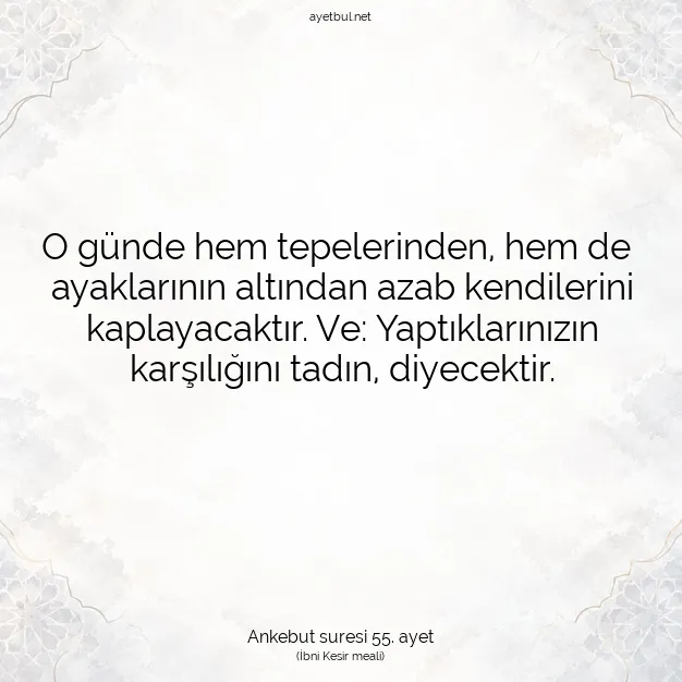 Ayetbul | Kuran Mealleri | Quran | Ankebut suresi 55. ayet
