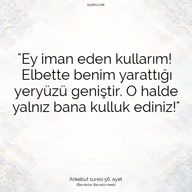 Ayetbul | Kuran Mealleri | Quran | Ankebut suresi 56. ayet