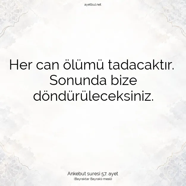 Ayetbul | Kuran Mealleri | Quran | Ankebut suresi 57. ayet