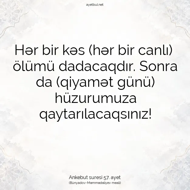 Ayetbul | Kuran Mealleri | Quran | Ankebut suresi 57. ayet