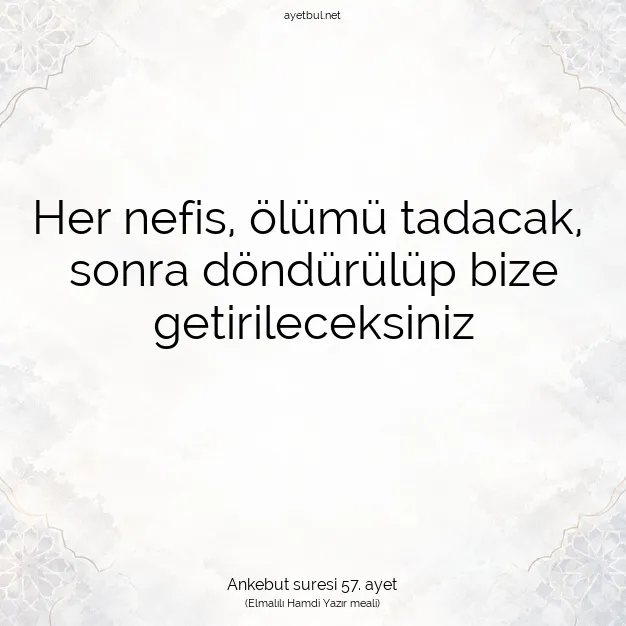 Ayetbul | Kuran Mealleri | Quran | Ankebut suresi 57. ayet