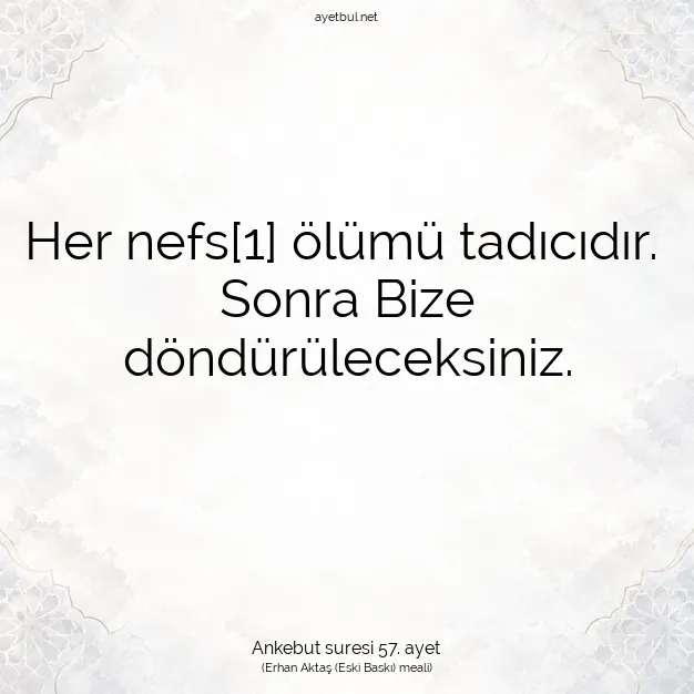 Ayetbul | Kuran Mealleri | Quran | Ankebut suresi 57. ayet