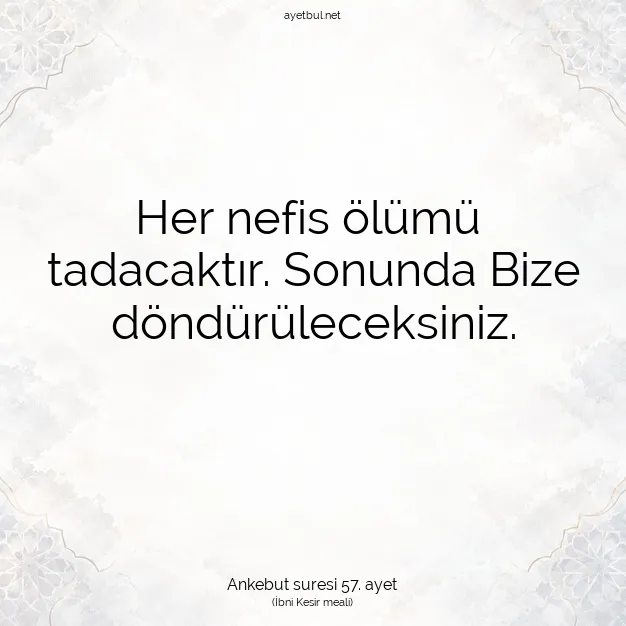 Ayetbul | Kuran Mealleri | Quran | Ankebut suresi 57. ayet