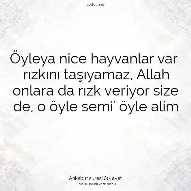 Ayetbul | Kuran Mealleri | Quran | Ankebut suresi 60. ayet