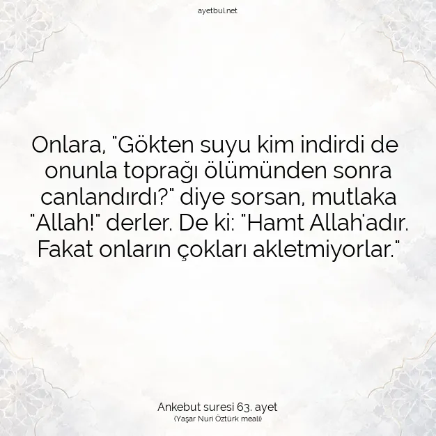 Ayetbul | Kuran Mealleri | Quran | Ankebut suresi 63. ayet