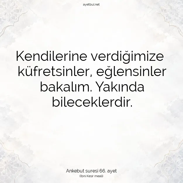 Ayetbul | Kuran Mealleri | Quran | Ankebut suresi 66. ayet
