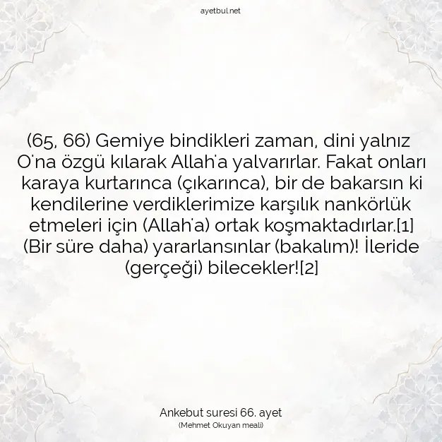 Ayetbul | Kuran Mealleri | Quran | Ankebut suresi 66. ayet