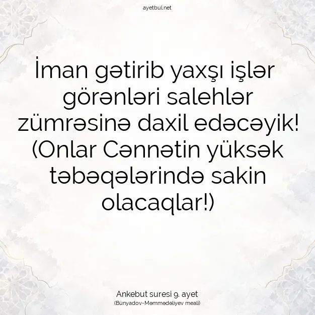 Ayetbul | Kuran Mealleri | Quran | Ankebut suresi 9. ayet