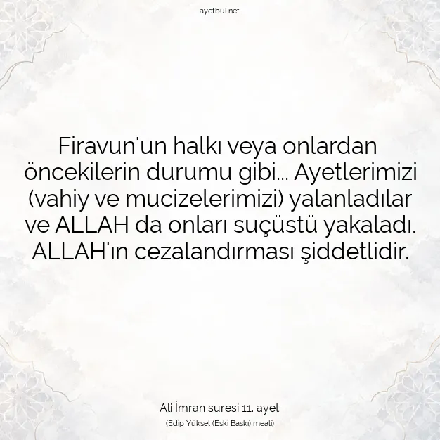 Ayetbul | Kuran Mealleri | Quran | Ali İmran suresi 11. ayet