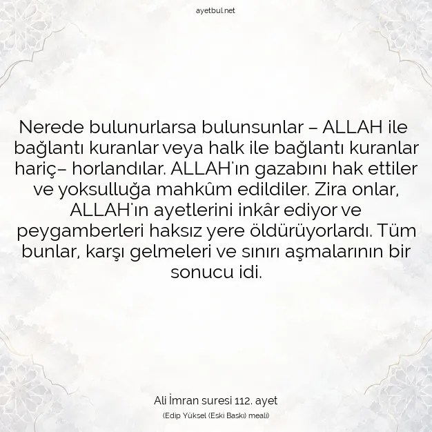 Ayetbul | Kuran Mealleri | Quran | Ali İmran suresi 112. ayet