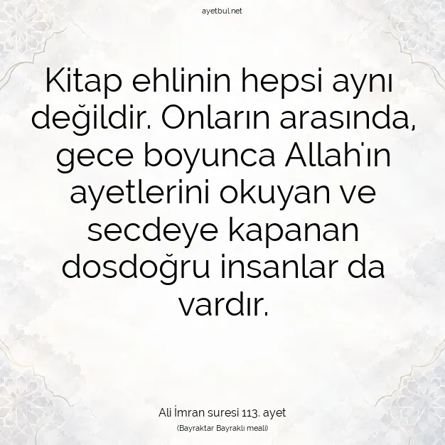 Ayetbul | Kuran Mealleri | Quran | Ali İmran suresi 113. ayet