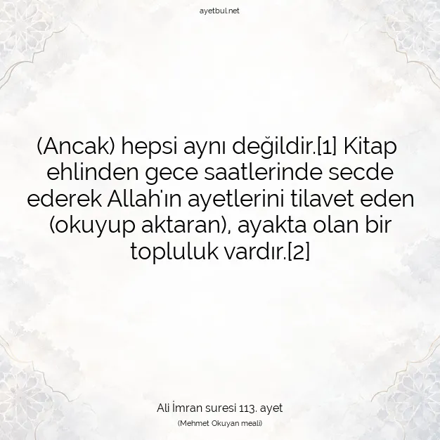 Ayetbul | Kuran Mealleri | Quran | Ali İmran suresi 113. ayet