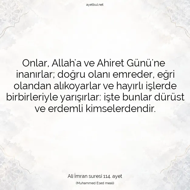 Ayetbul | Kuran Mealleri | Quran | Ali İmran suresi 114. ayet