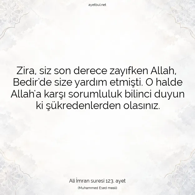Ayetbul | Kuran Mealleri | Quran | Ali İmran suresi 123. ayet