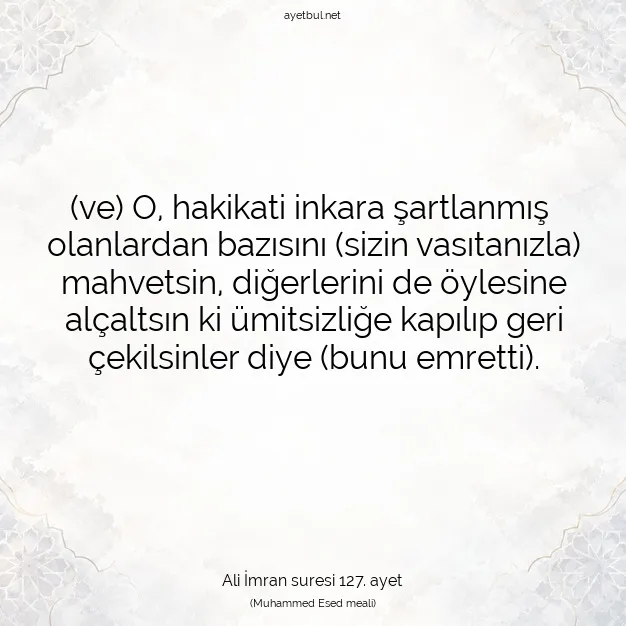 Ayetbul | Kuran Mealleri | Quran | Ali İmran suresi 127. ayet