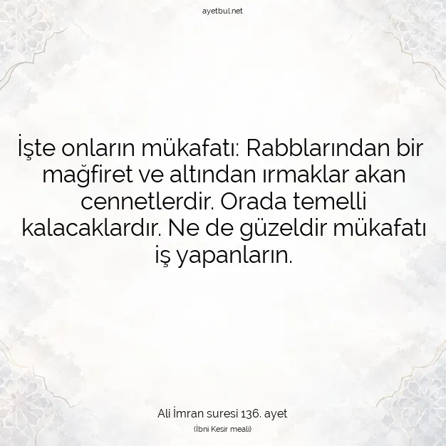 Ayetbul | Kuran Mealleri | Quran | Ali İmran suresi 136. ayet