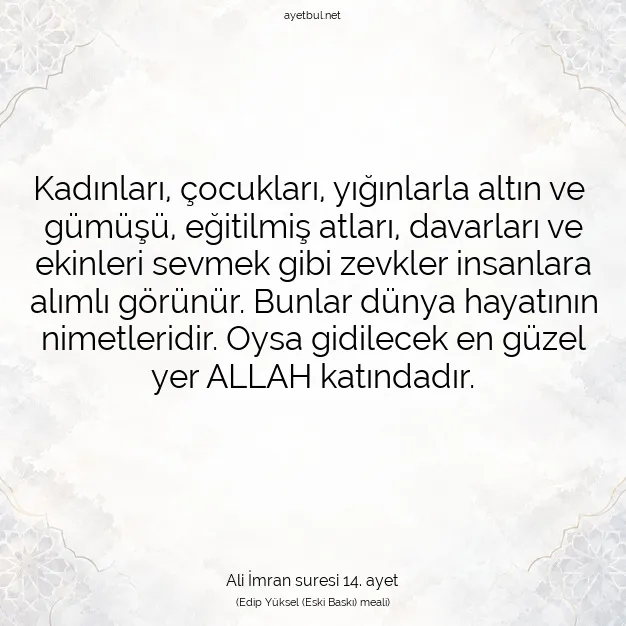 Ayetbul | Kuran Mealleri | Quran | Ali İmran suresi 14. ayet