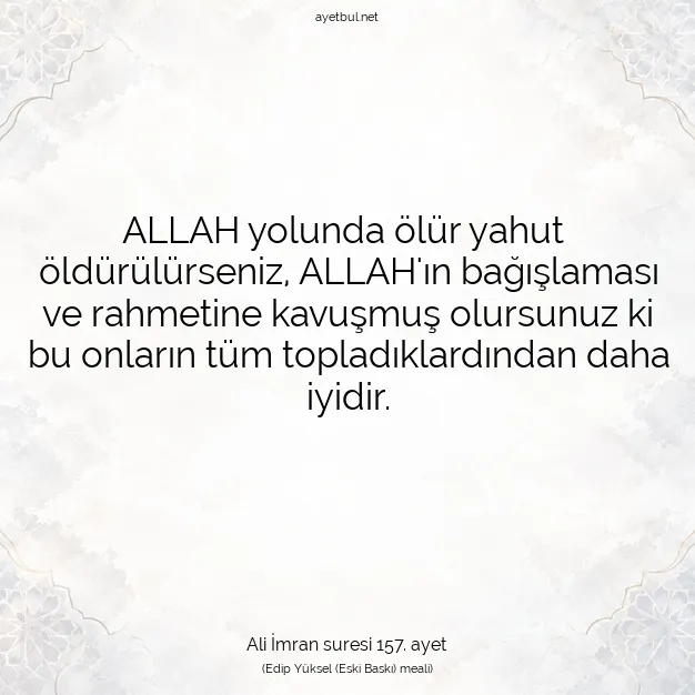 Ayetbul | Kuran Mealleri | Quran | Ali İmran suresi 157. ayet