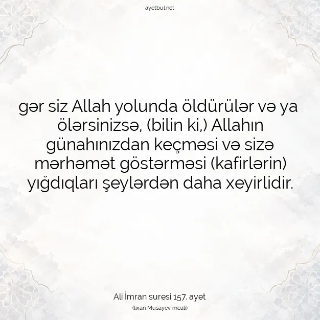 Ayetbul | Kuran Mealleri | Quran | Ali İmran suresi 157. ayet