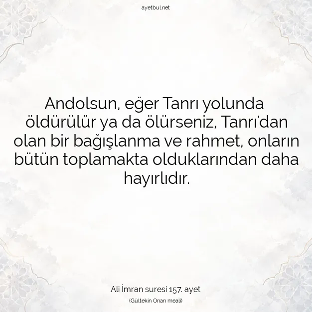 Ayetbul | Kuran Mealleri | Quran | Ali İmran suresi 157. ayet