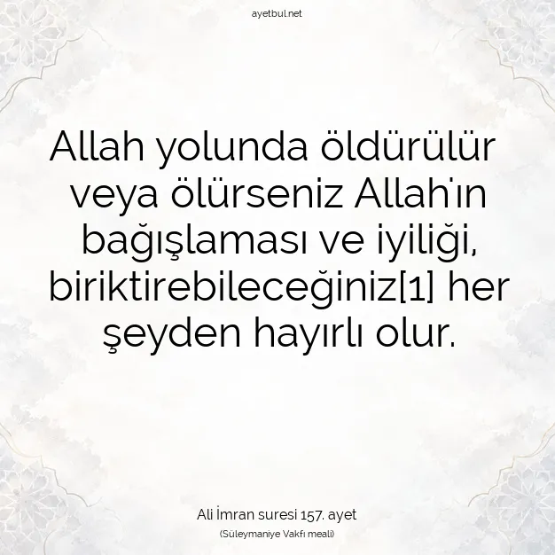 Ayetbul | Kuran Mealleri | Quran | Ali İmran suresi 157. ayet