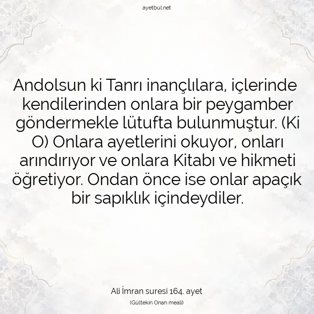 Ayetbul | Kuran Mealleri | Quran | Ali İmran suresi 164. ayet
