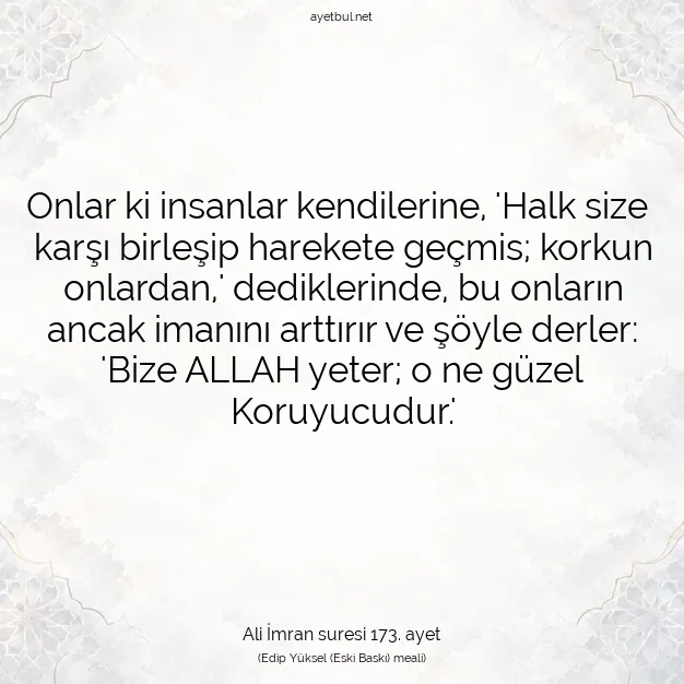 Ayetbul | Kuran Mealleri | Quran | Ali İmran suresi 173. ayet