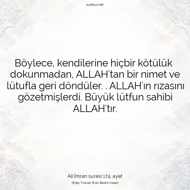 Ayetbul | Kuran Mealleri | Quran | Ali İmran suresi 174. ayet