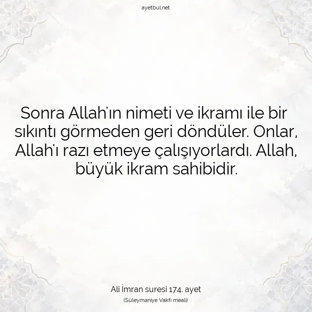 Ayetbul | Kuran Mealleri | Quran | Ali İmran suresi 174. ayet