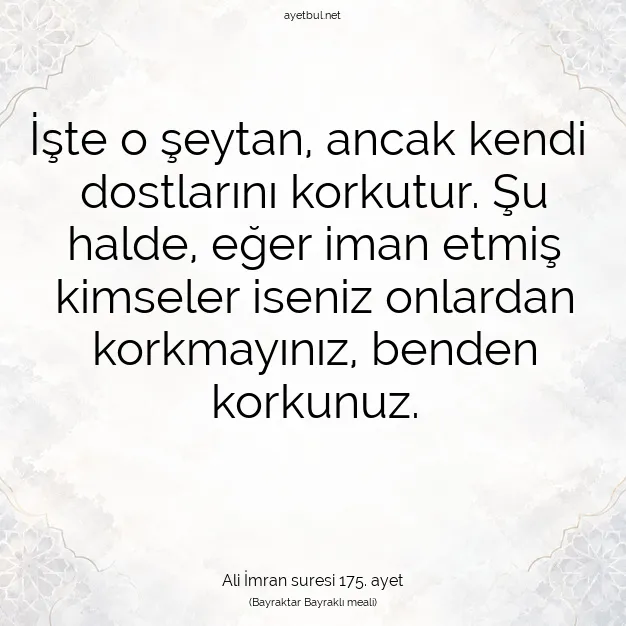 Ayetbul | Kuran Mealleri | Quran | Ali İmran suresi 175. ayet